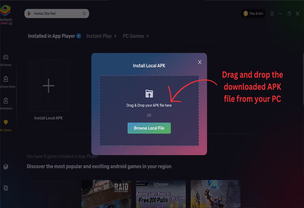 Drag Drop Apk File